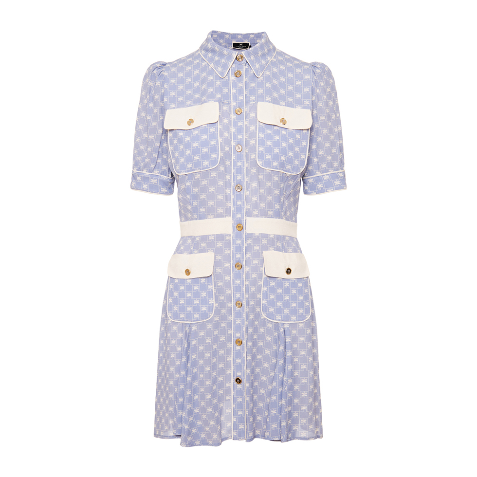 Μίνι γαλάζιο φόρεμα με μοτίβο